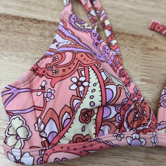 Wild Fable Women's Peach Paisley Print Bralette Bikini Top - Size XXS - NWT - Picture 3 of 10